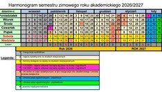 Kalendarz akademicki semestr zimowy 2026/2027