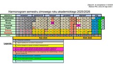 Kalendarz akademicki semestr zimowy 2025/2026